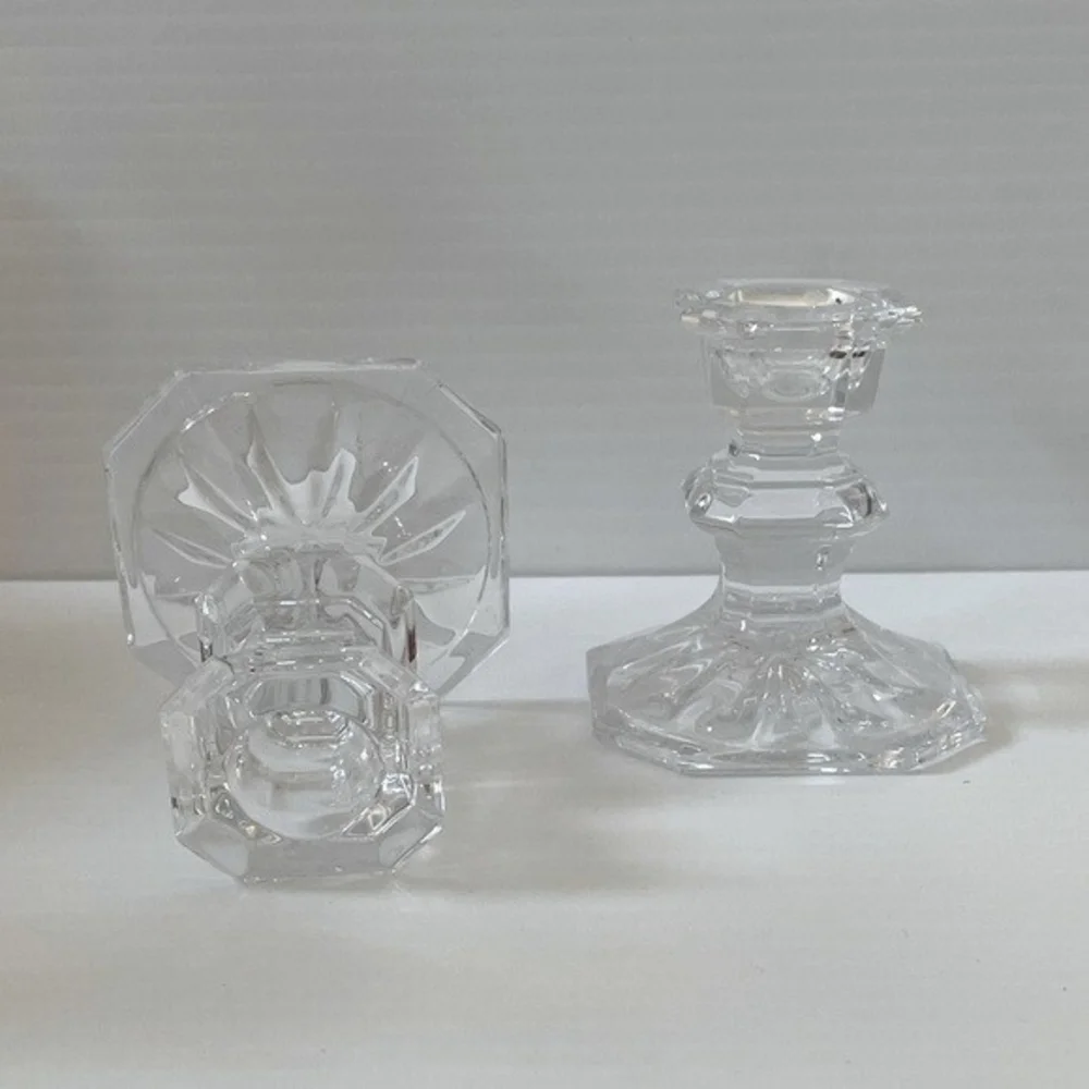 Mikasa Edinburgh Crystal Candlesticks Set of 2 Art Deco Slovenia 3